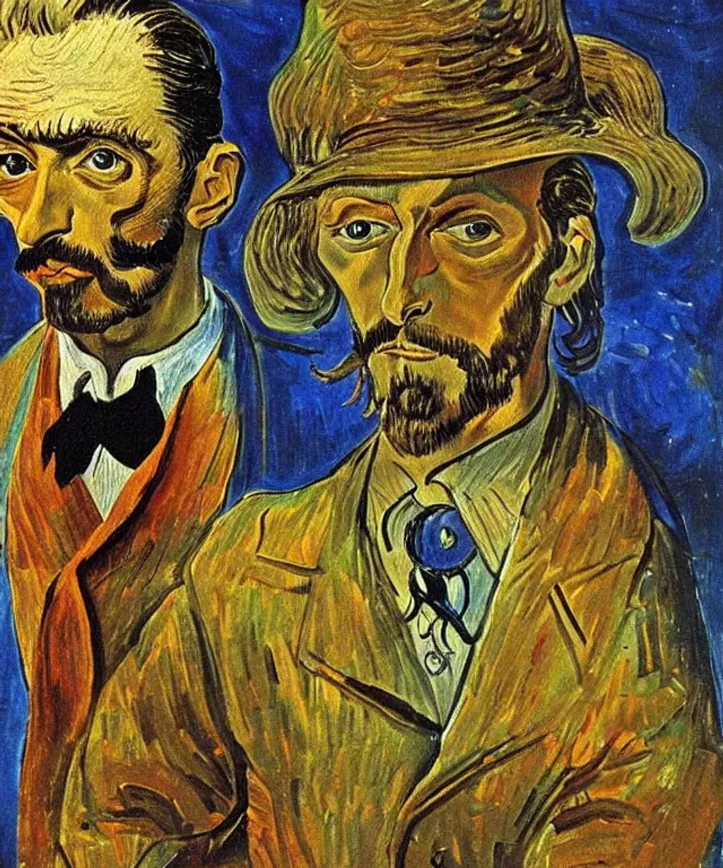 Prompt: painting by Salvador Dali portrait of Vincent VanGogh 