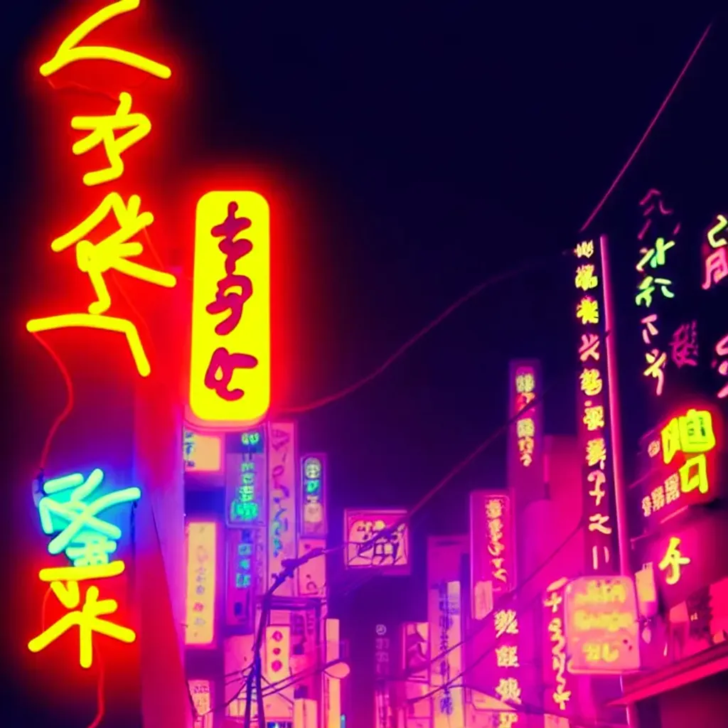 Prompt: simple neon chicken in city, dark background, Tokyo, cyberpunk, art station, art, trending, paper art