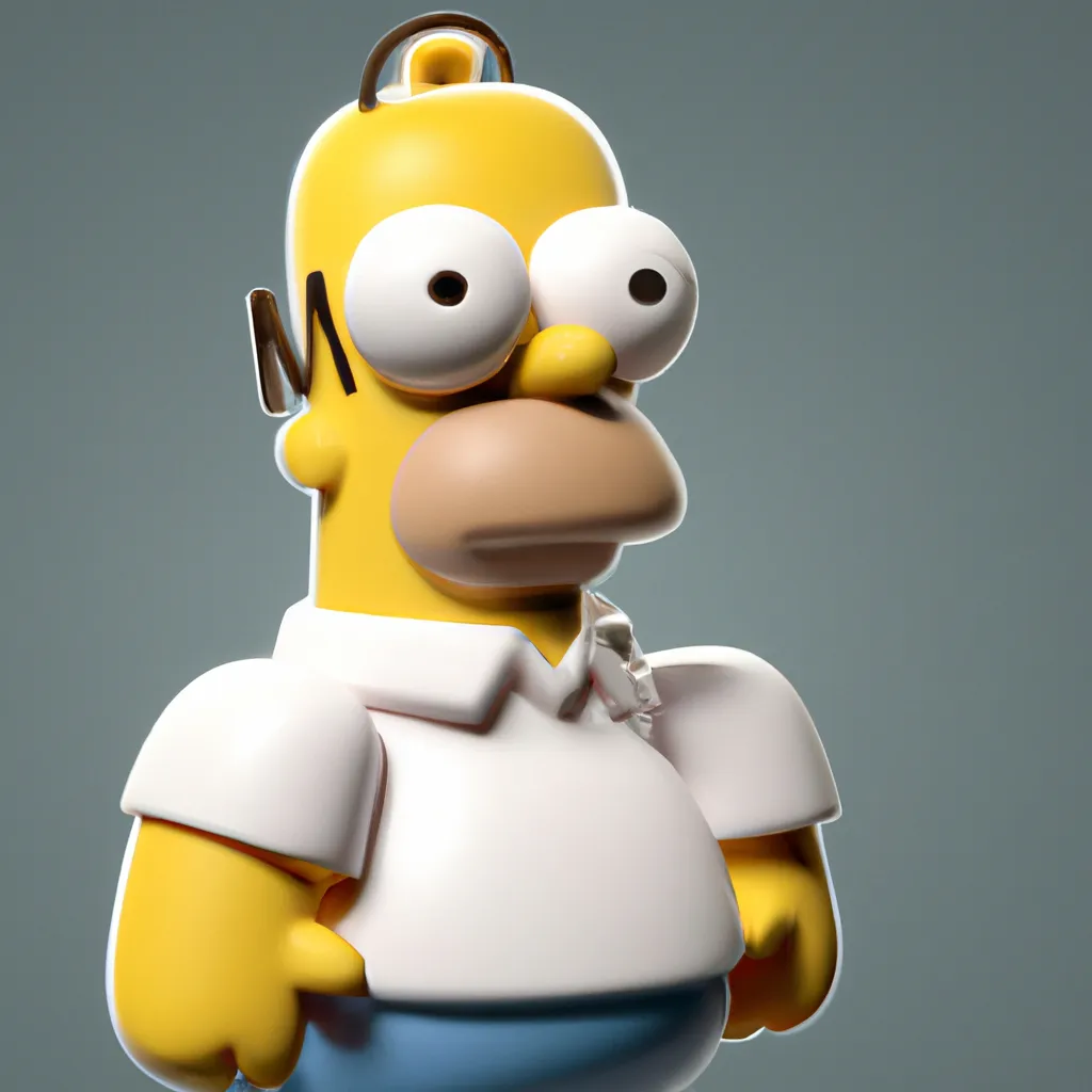 Prompt: 3D Render of Homer Simpson by sanrio