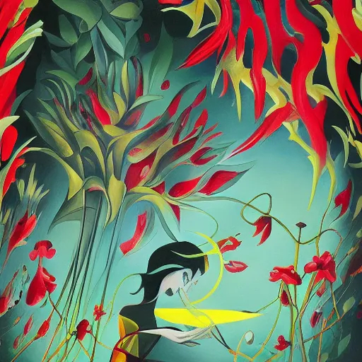 Flower of the anger, Flower of the questions, impre... OpenArt