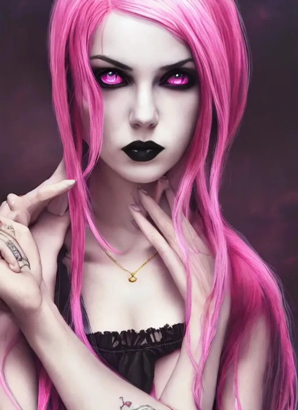 Prompt: photo of gothic woman with pink hair, centered, scenic background, perfect composition, golden ratio, hyperrealistic, photorealism, 85mm lens, super detailed, 32k, high quality, trending on artstation, sharp focus, studio lighting, intricate details, hyperdetailed photography by artgerm, greg rutkowski, dino tomic,