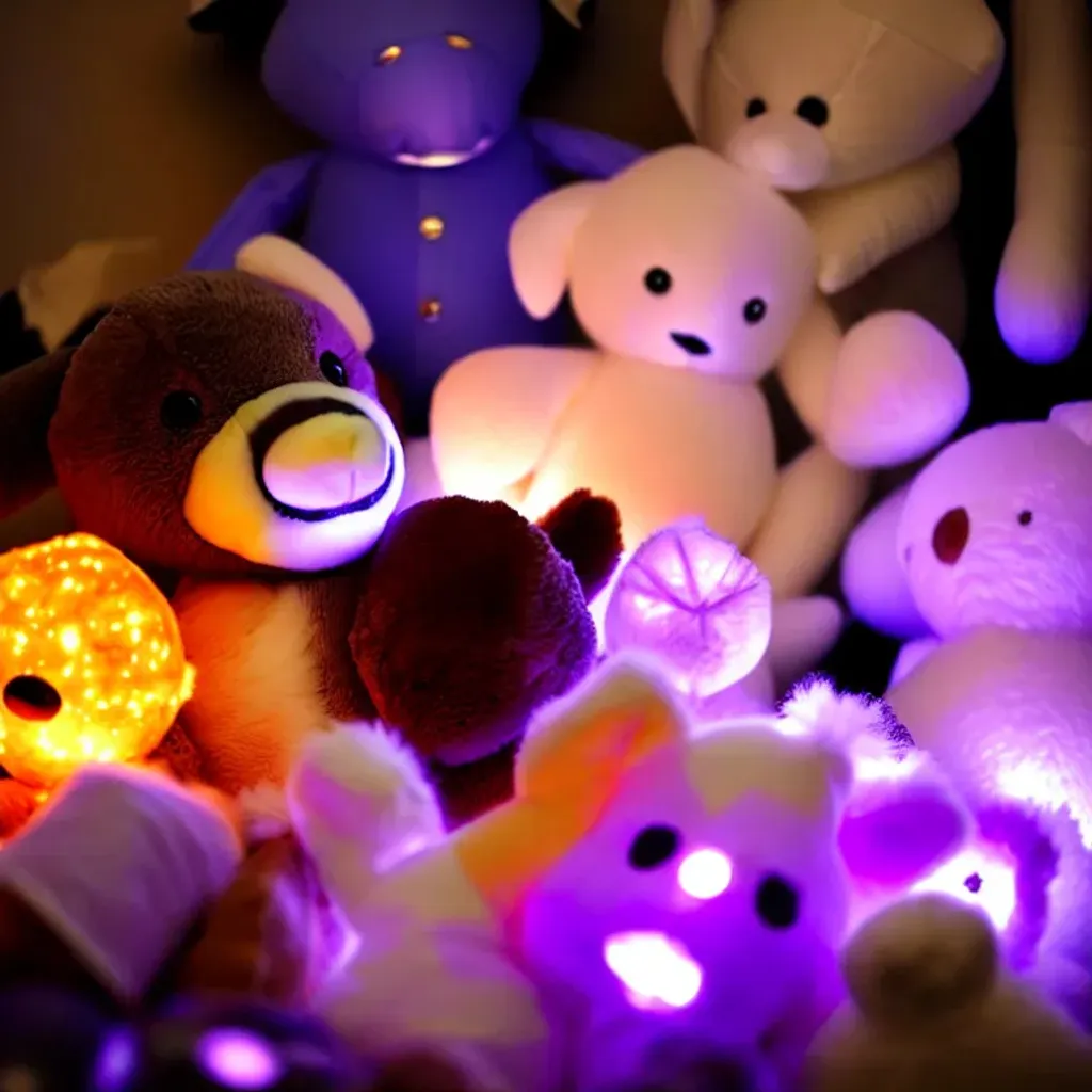 Prompt: Orrery saw purple lights shining brightly from the stuffed animals covering him. He clawed and dug his way through the lifeless stuffed animals that were no longer breathing into his mouth or keeping him down. Orrery shoved his hands into the open air above the pile of glowing stuffed animals he was in. He dug his way to the surface and stood up on the cave floor, which was about 3 feet below the top of the pile of luminescent stuffed animals he was standing in He gasped and coughed because of the putrid fumes from the decaying wool stuffing in the pile of purple luminous stuffed animals.
