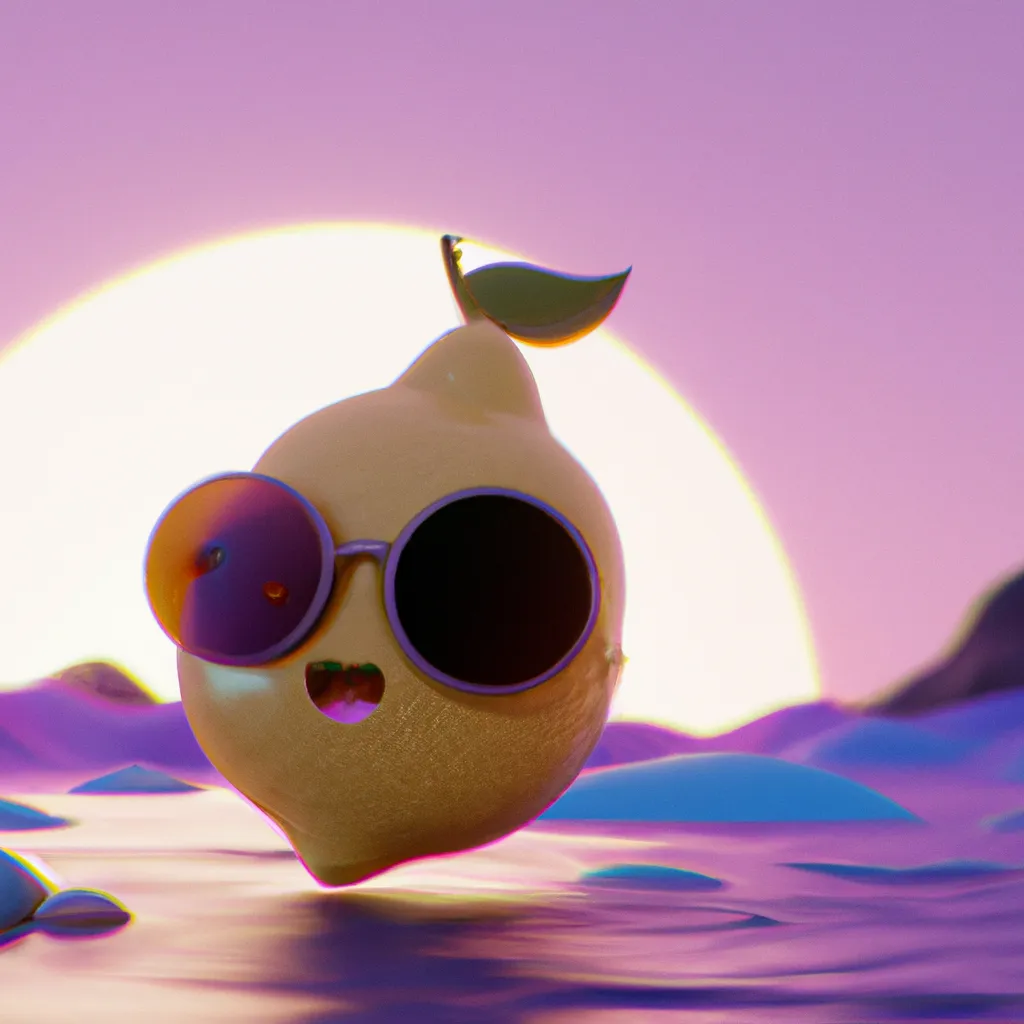 a kawaii mystical lemon wearing sunglasses on a suns... | OpenArt