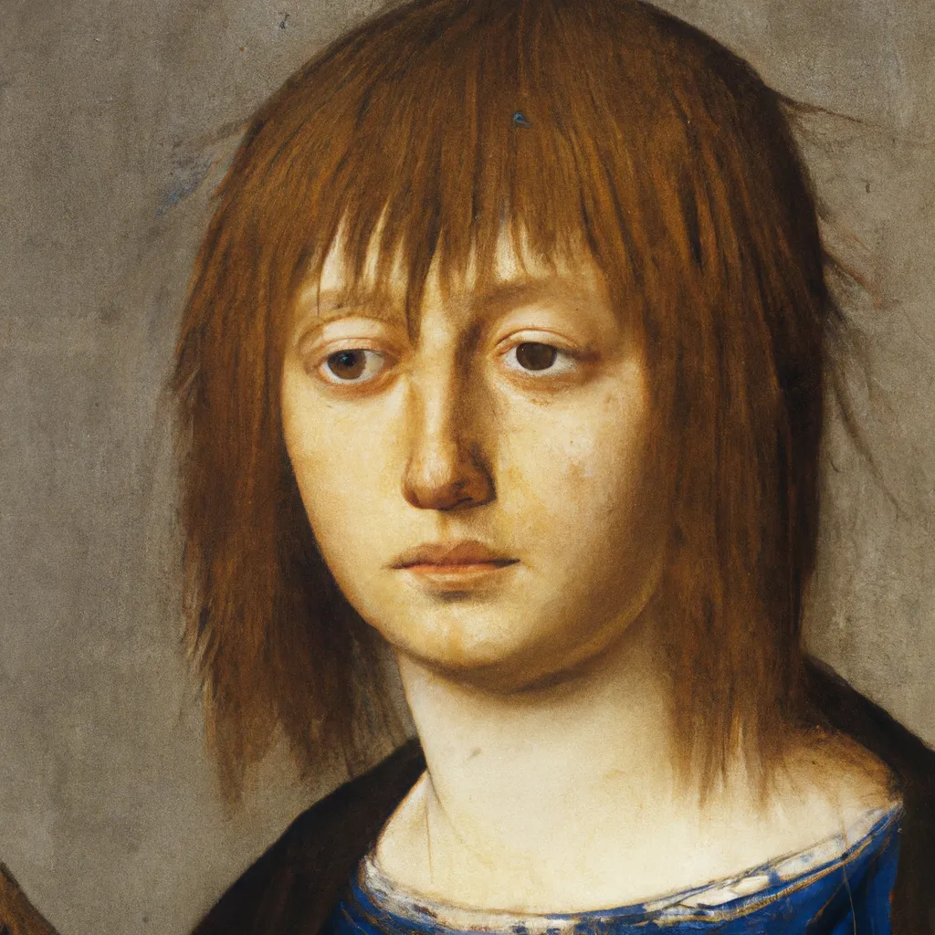 Prompt: Girl With Messy Hair, 1306, by Giotto di Bondone