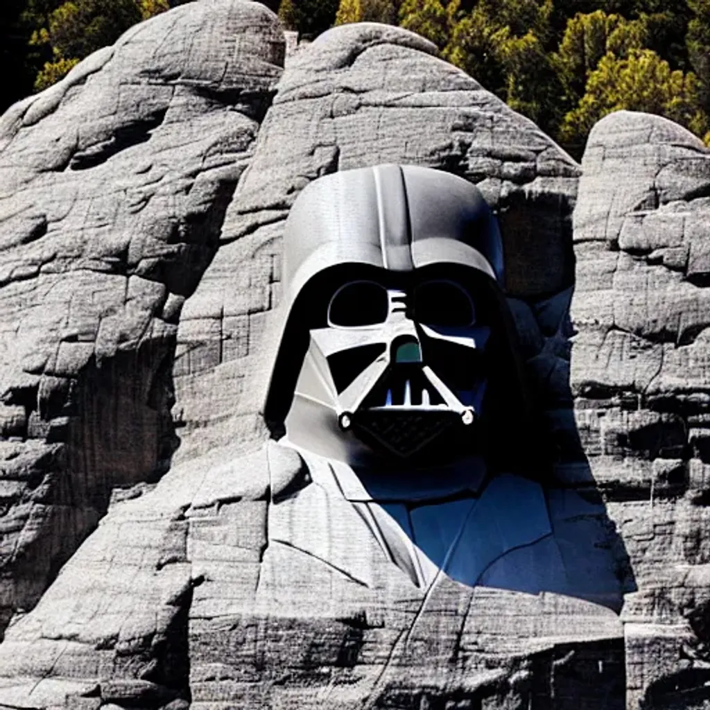 Prompt: Darth vader face on mt rushmore