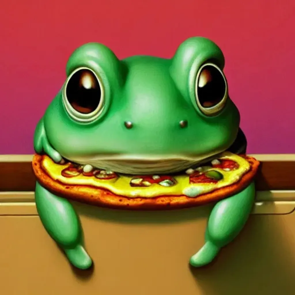 Prompt: Tiny cute cow frog, drinking a beer, eating pizza, checking iPhone , soft smooth lighting, soft pastels, Lisa frank, Karol Bak, Laurie Lipton, mark ryden, mc escher, Greg Rutkowski, Giger, Yamamoto, 3d octane render artstation trending 8k unreal engine blender, polycount, modular constructivism, pop surrealism, physically based rendering