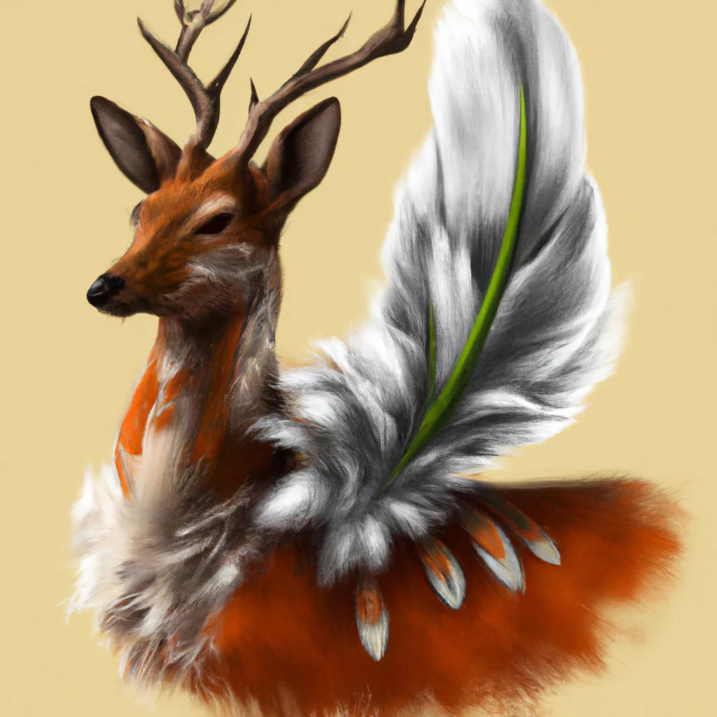 A Deer That Has Chicken Feathers, Digital Art, High