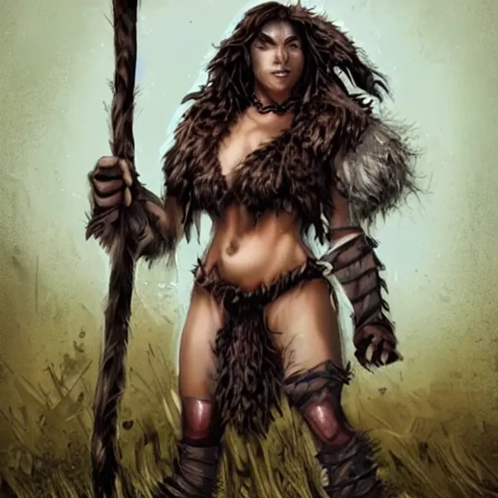 Prompt: female werewolf barbarian