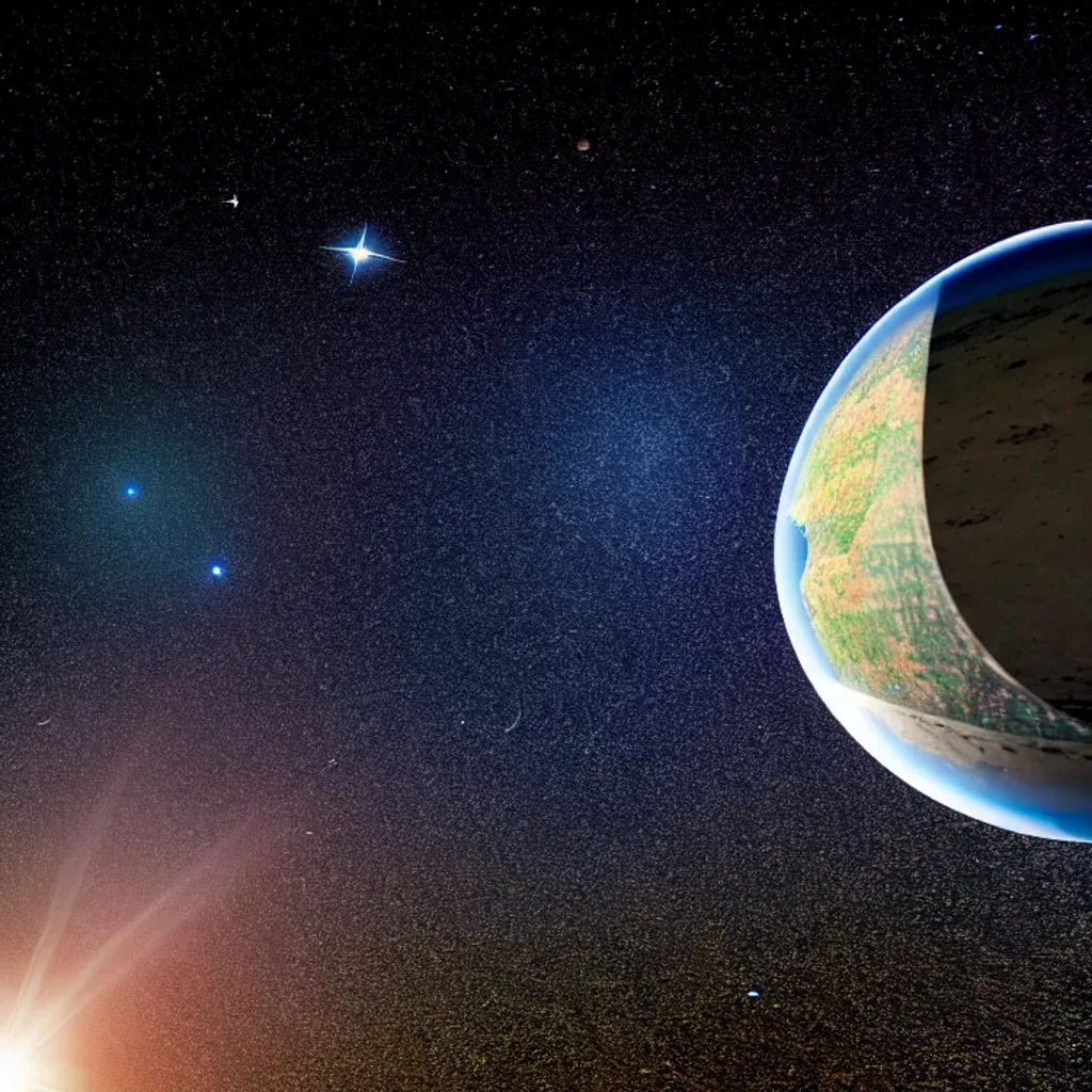 Prompt: Professional satellite image, of a habitable planet, natural lighting, natural colors, perfectly spherical, in the universe, with many stars in the background, full view, perfect composition, highly detailed, semi-surreal intricate details, hyperrealistic, high quality, everything in sharp focus, high resolution, wide-angle 80mm F 2.8 Xenotar lens, HDR, UHD, 64K, centered