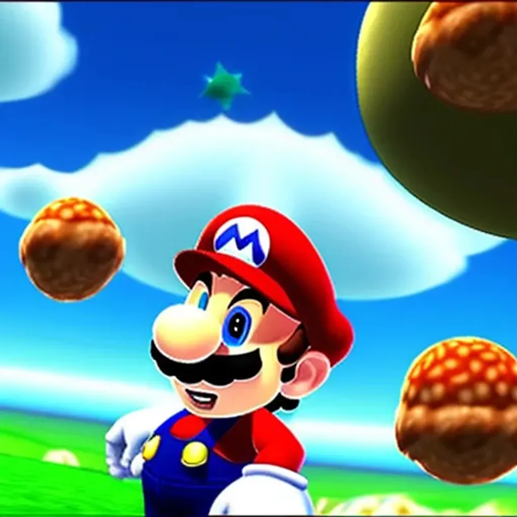 Prompt: super Mario Galaxy, Meatball 