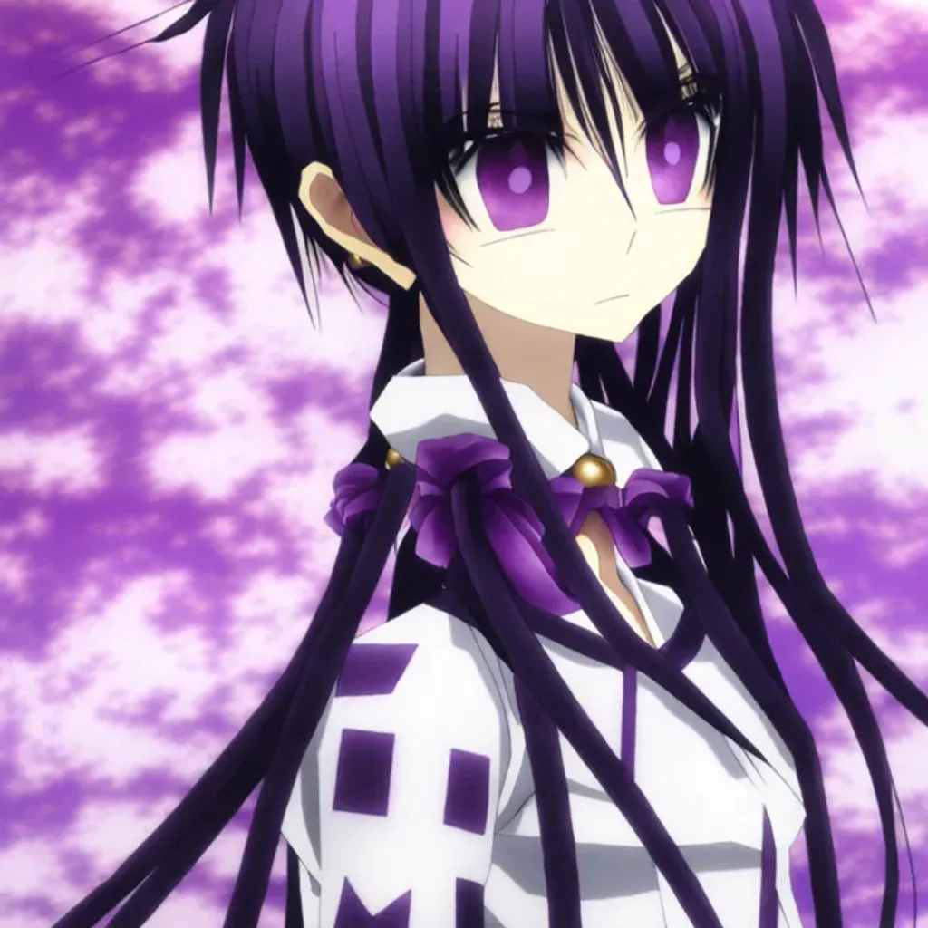 purple hair, long hair, Yatogami Tohka, Date A Live, Light Novel, purple  background, purple, anime girls, anime, edit, city, building, glowing eyes,  city lights, night, Japanese