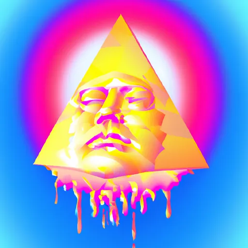 Prompt: sun with face acid trip alchemy, esoteric, hyperrealistic, vaporwave ocean pyramid Illuminati 