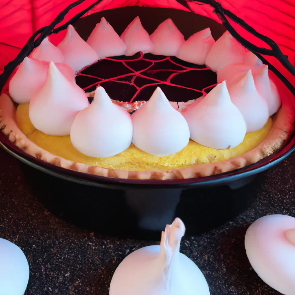 Prompt:  A black Widow themed Lemon meringue pie