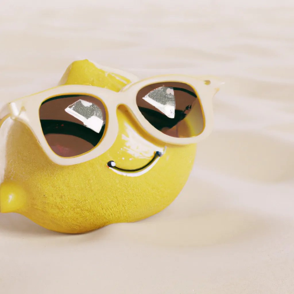 realistic 3d render of lemon with sunglasses laying... | OpenArt