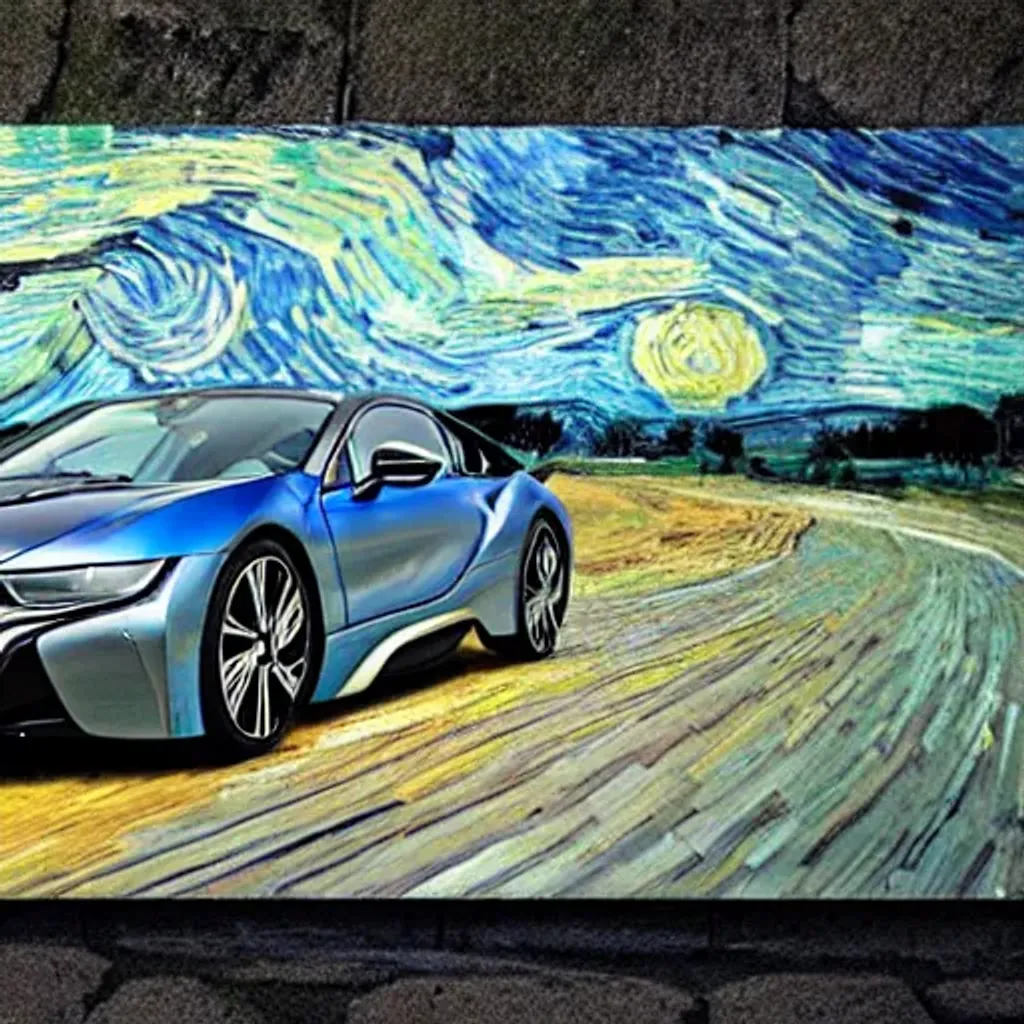 BMW i8 Highway Van Gogh | OpenArt