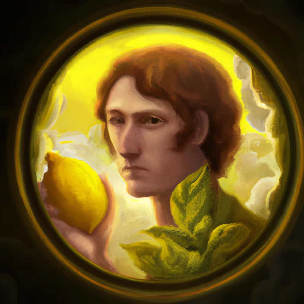 a painting of the god of lemons made out of a lemon,... | OpenArt