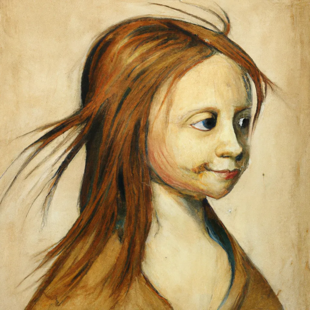 Prompt: Girl With Messy Hair, 1420, by Cimabue