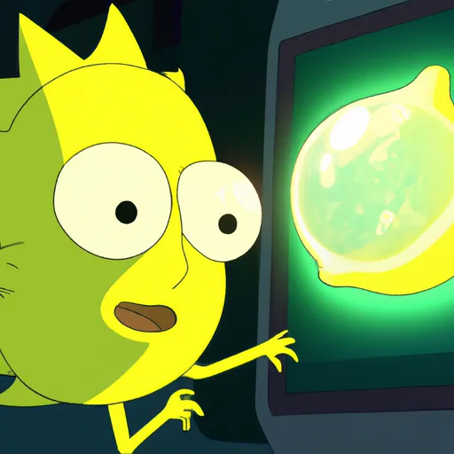 Prompt: A HD television still from Rick and Morty of a cute Lemon creature 