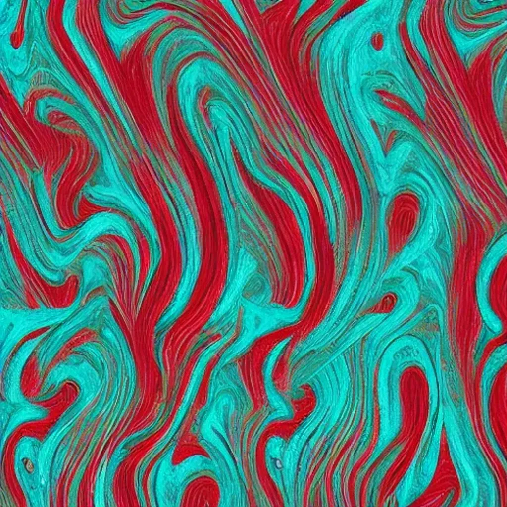 Prompt: teal wavy red, red blend mix. flowing swiftly. lovely wide span.