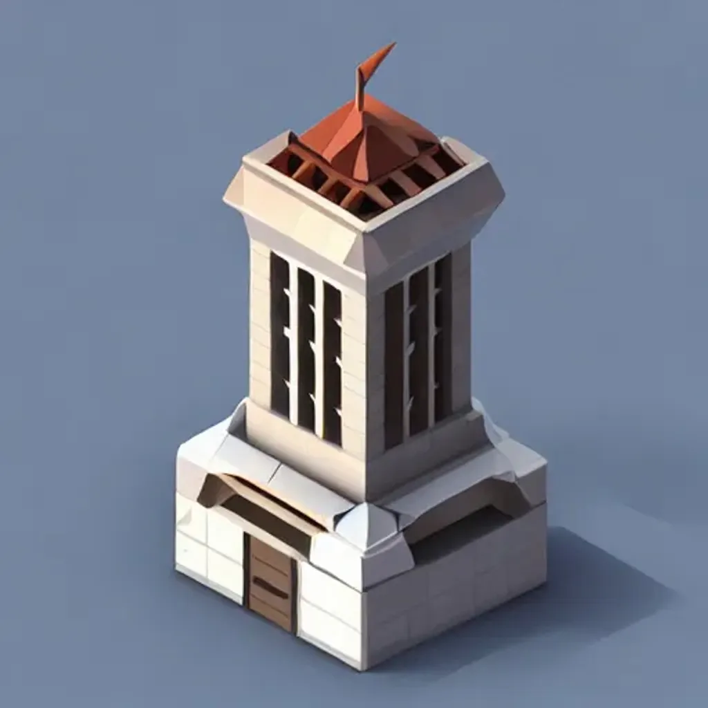 Prompt: clock tower, low poly, isometric