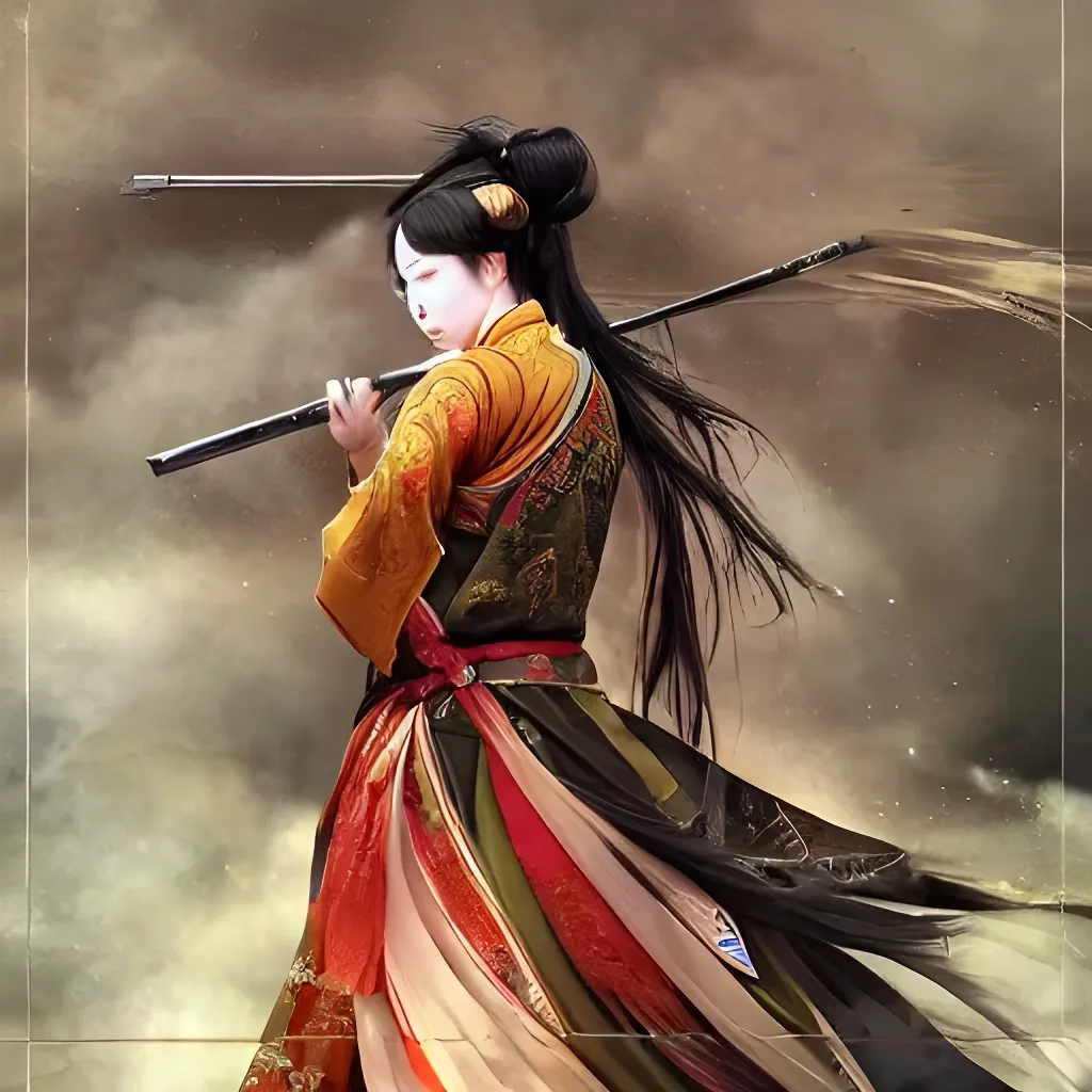 Prompt: An epic fantasy wuxia illustration portrait of a beautiful Chinese female sniper shooting targets while wearing tactical military hanfu, full body XIANXIA, manga, intricate linework, depth of field by Yoji Shinkawa 4k -n 4 -i, pi, artstation, pixiv, artgerm, unreal engine, masterpiece, bright colours, high quality