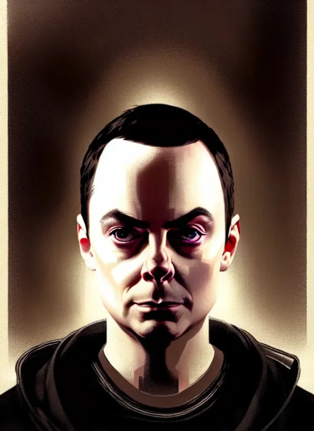 Prompt: Sheldon Cooper, intricate Three-point lighting portrait, by Ching Yeh and Greg Rutkowski, detailed cyberpunk in the style of GitS 1995