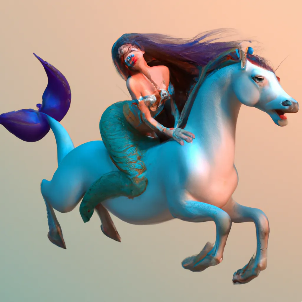 Prompt: A 3D render of a mermaid riding a centaur, digital art, very detailed, fantasy illustration, hyperrealist, anime style