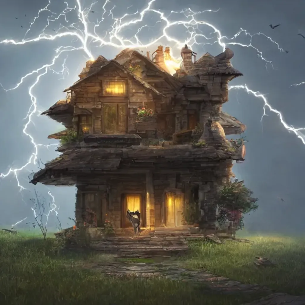 Prompt: extremely detailed, 8k, concept art, cat, centered, award winning, masterpiece, volumetric lightning, background house 