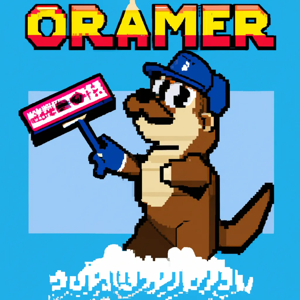 Prompt: super mario bros as an otter, nes video game