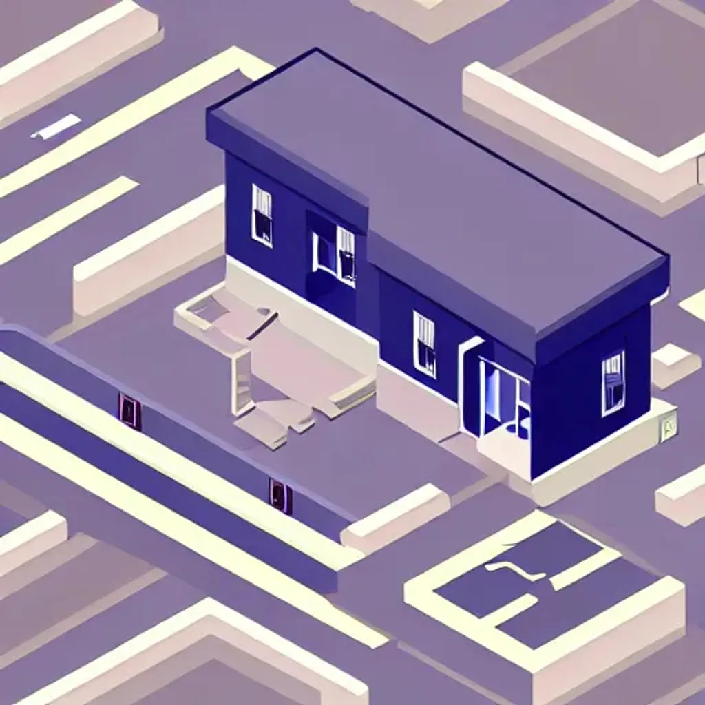 Prompt: police station, isometric