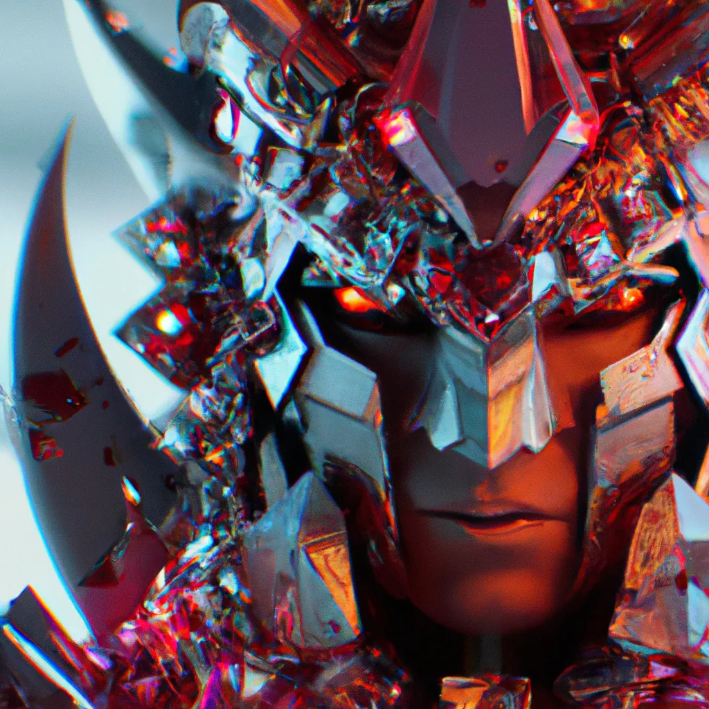 Prompt: Portrait of Cosmical Demon with red spikes wearing crystal armour, crystals, magic world, close-up, cinematic, full hd, highly detailed, digital, trending in artstation, sharp focus, smooth, 8k, 80mm lens