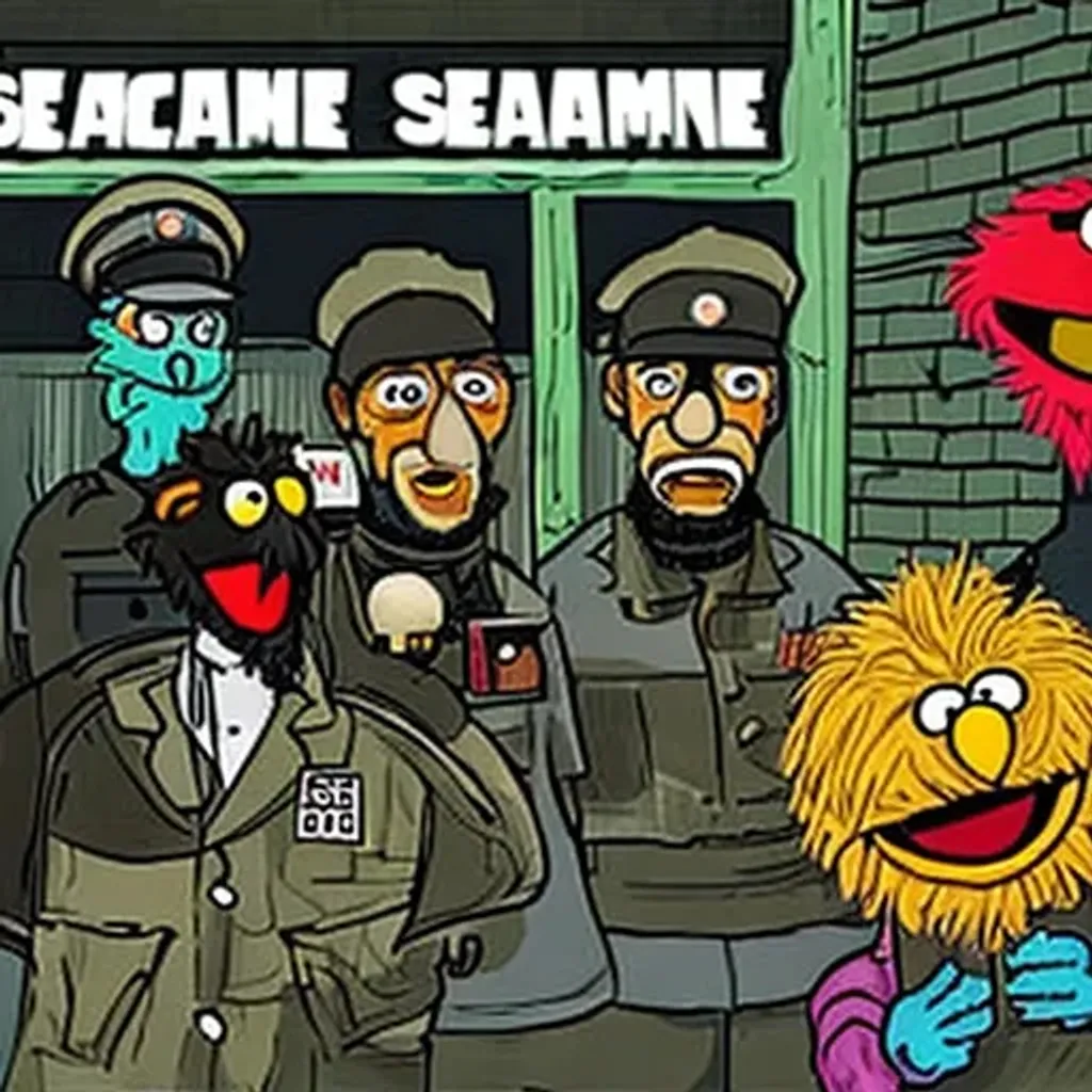 Prompt: post apocalypse sesame street
