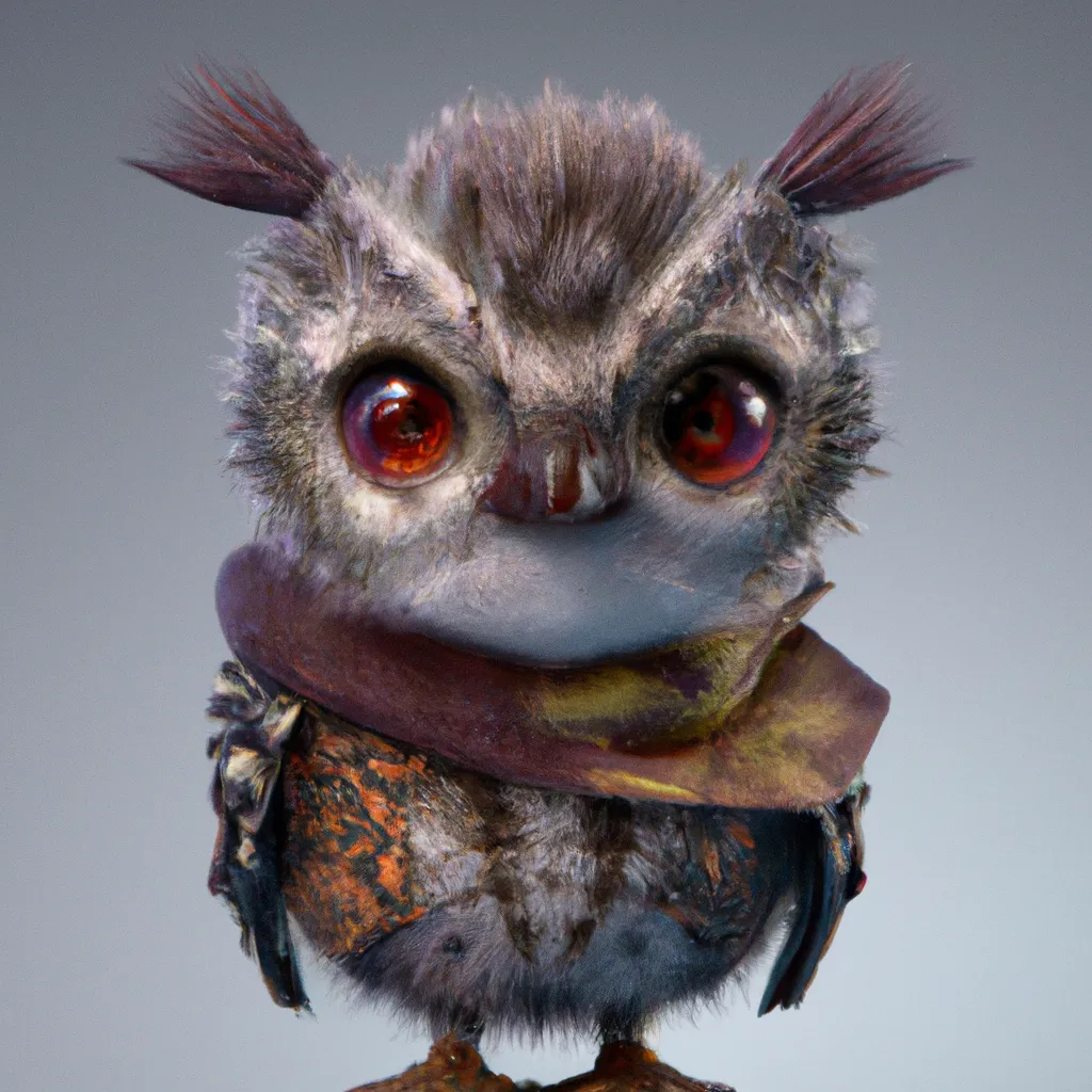 Prompt: High quality, Pixar style, tiny cute and adorable feathery owl dressed in fantasy clothes, fantasy outfit, fantasy dress, small, adorable!, Owl, anthropomorphic ,dnd, adventurer, dramatic lighting, 8k, portrait, cartoon, fine details, 3d render, cinematic ,intricate details, cinematic lighting, character design, character concept, cute, mascot, adventure, dungeons and dragons, 8k, fluffy!, tsaoshin, pixar movie key visual, fantasy