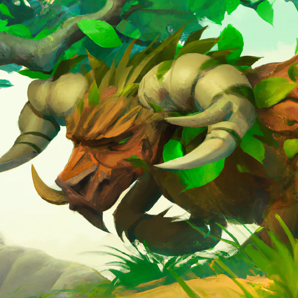 Prompt: leafy, natural, big beast, concept art by senior artist, polycount, lyco art, matte painting, concept art, 2d game art, close up, detailed