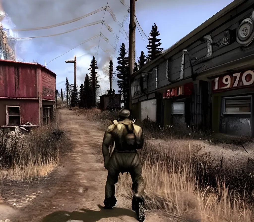 Prompt: Fallout video game in Alberta Canada