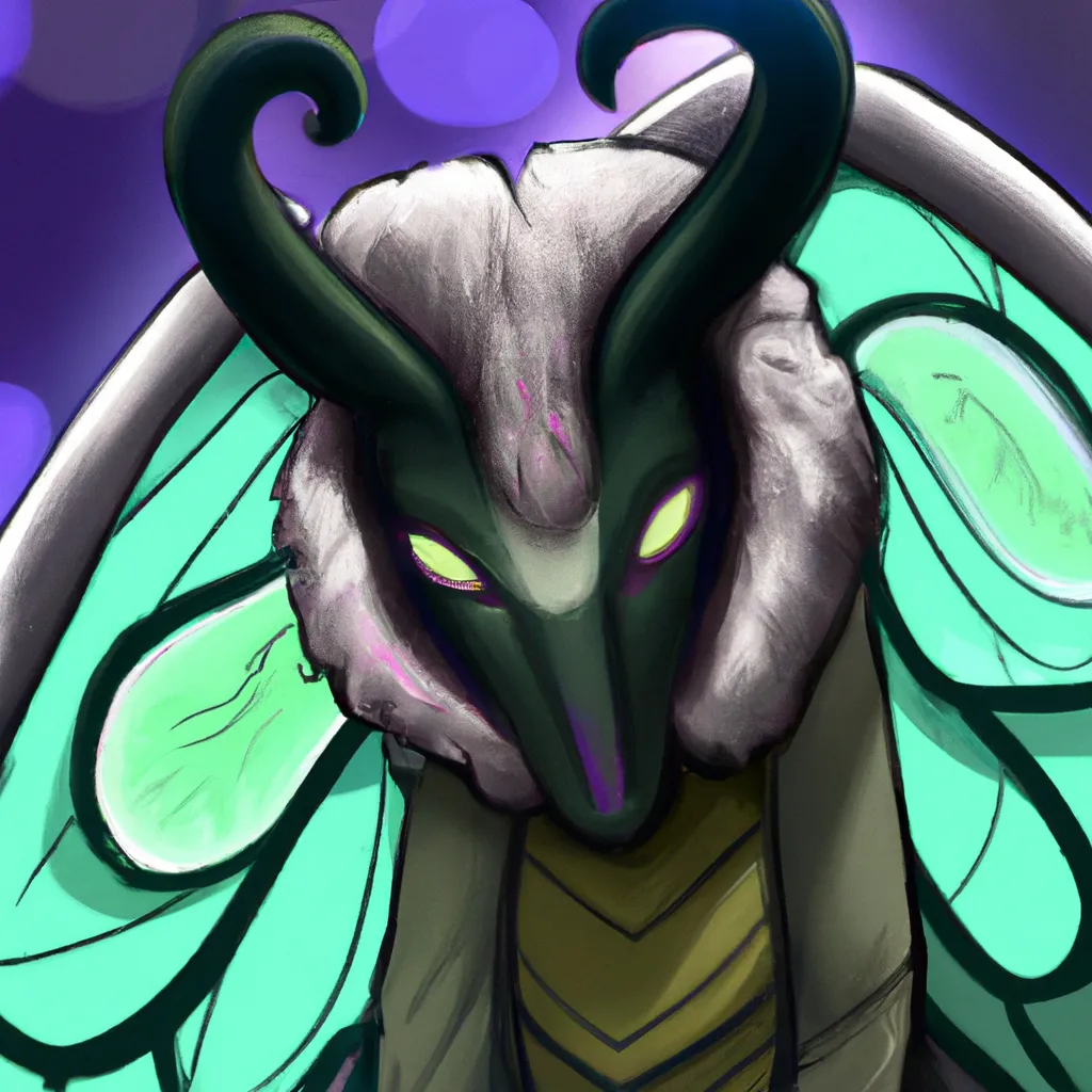 Prompt: character Strong large Anthro warrior beast monster Demon moth luminoth, female, closeup