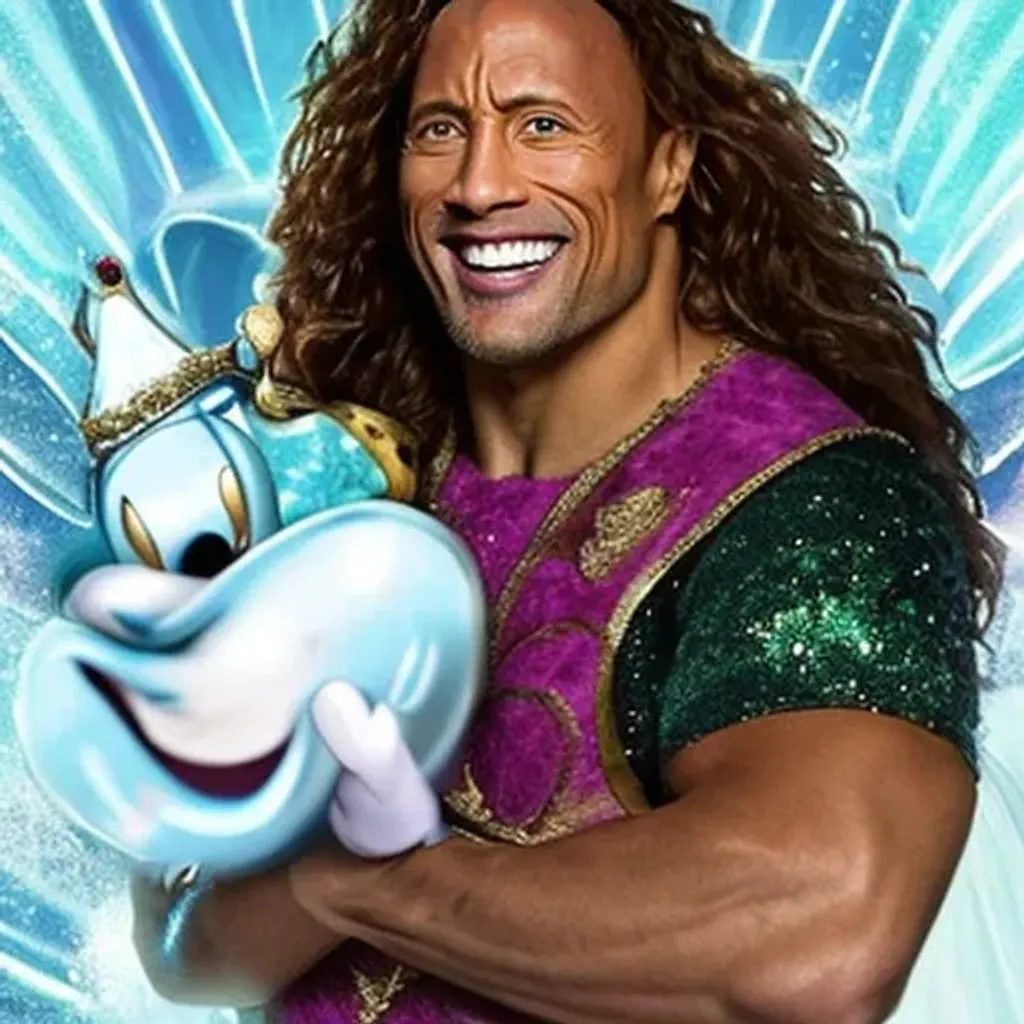 Prompt: dwayne johnson as a disney princess