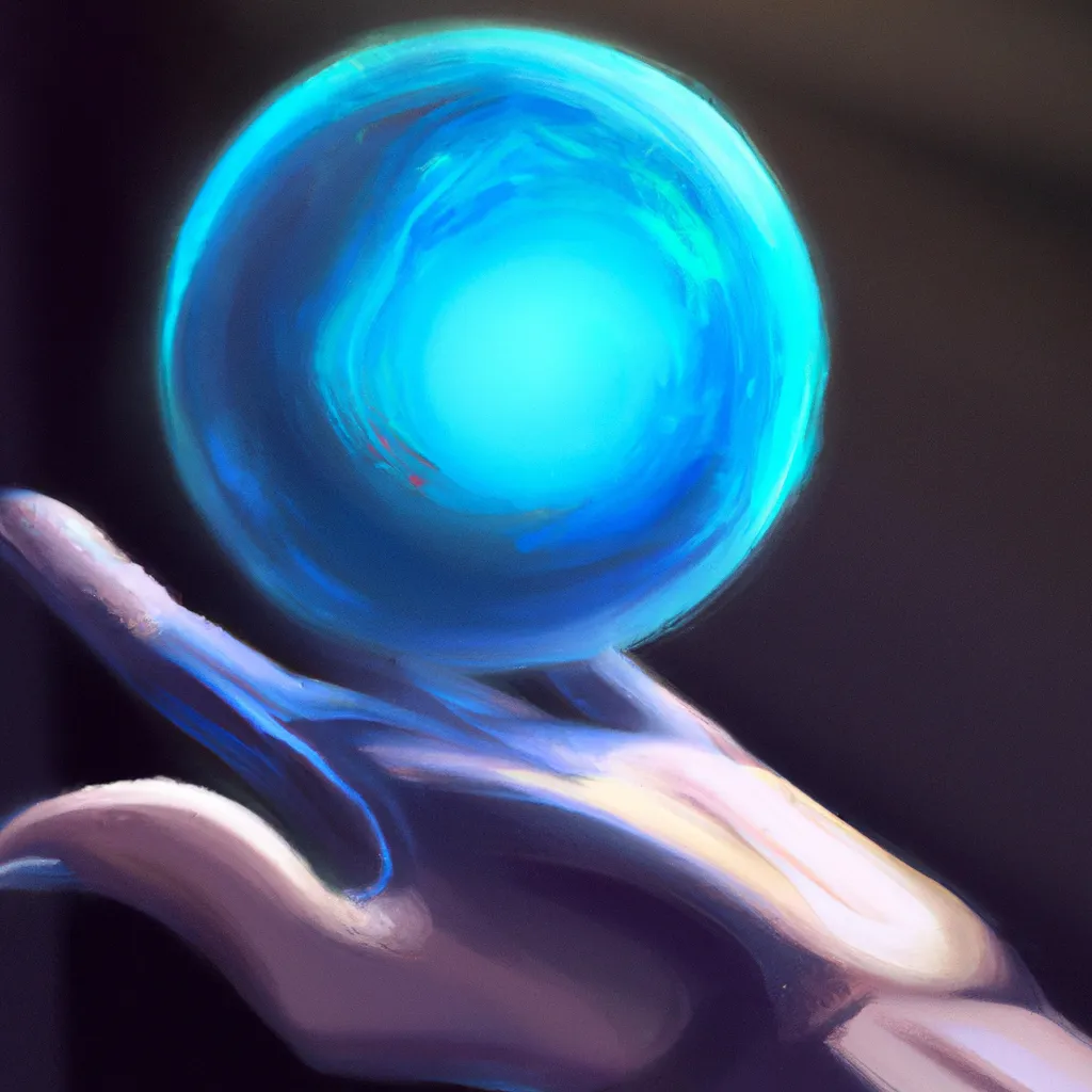 Prompt: a hand holding a blue glowing orb, an ultrafine detailed painting by Mid Journey