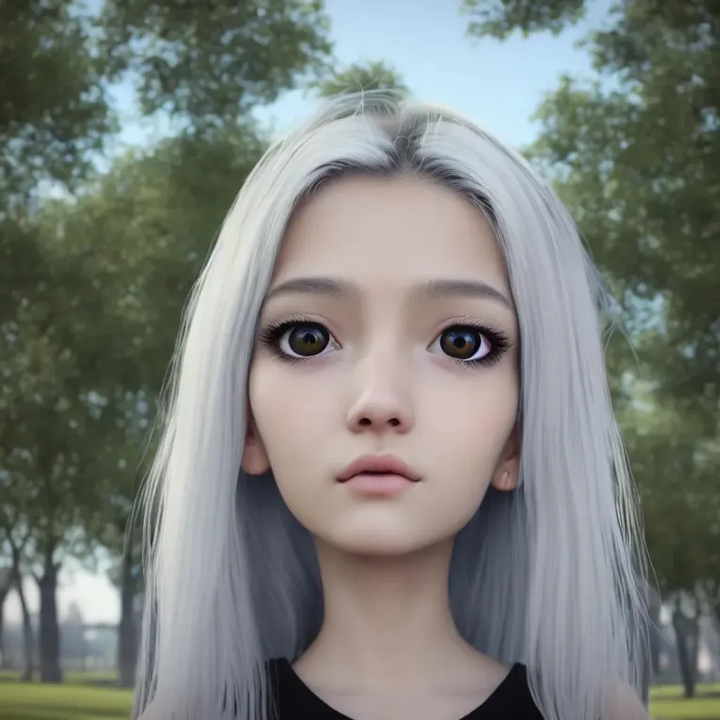 girl beautiful anime style white hair - Playground