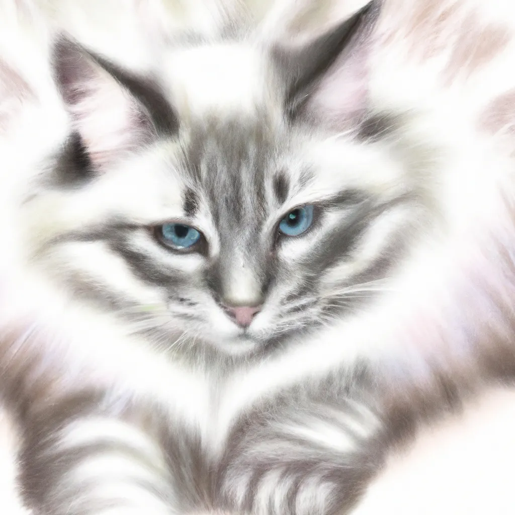 Prompt: A fluffy digital art cat, lynx point ragdoll
