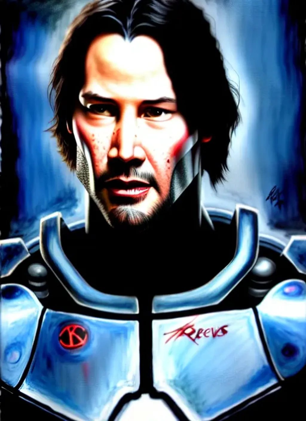 Prompt: Keanu Reeves Cyborg, by Dave Dorman