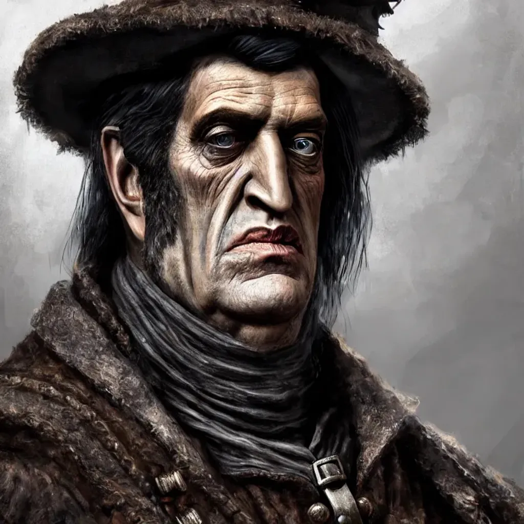 Prompt: highest quality portrait of Herman Munster dressed as a rugged 17th century man in a jacket, victorian, detailed face, fantasy, close up face, highly detailed, cinematic lighting, digital art painting by Olga Skomorokhova, ultra sharp, smooth sharp focus, artstation hq, behance hd, trending on artforum, on display