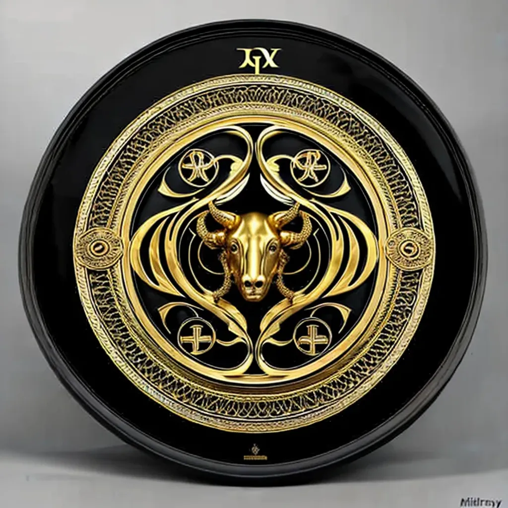 Prompt: black and gold aries zodiac, (((symmetrical))), 16k, HDR, RTX, insanely detailed and intricate, hypermaximalist, elegant, ornate, hyper realistic, super detailed, intricately ultra realistic, detailed face, medieval, cyberpunk, cyborg, to scale, hyper realistic, cinematic lighting, digital art, concept art, (((midjourney v4 style))), (((Artstation))), engraved, luxury art, silver, leather, carbon, metal, maximum texture, sharp focus, gigapixel, skin pores, hard focus, 3D, raytraced, rendered