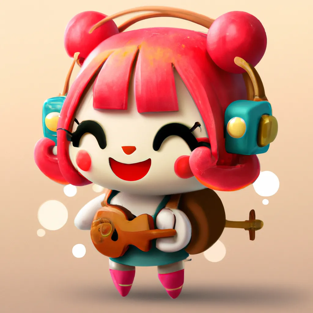 Prompt: Cute rhythm game character, digital art 