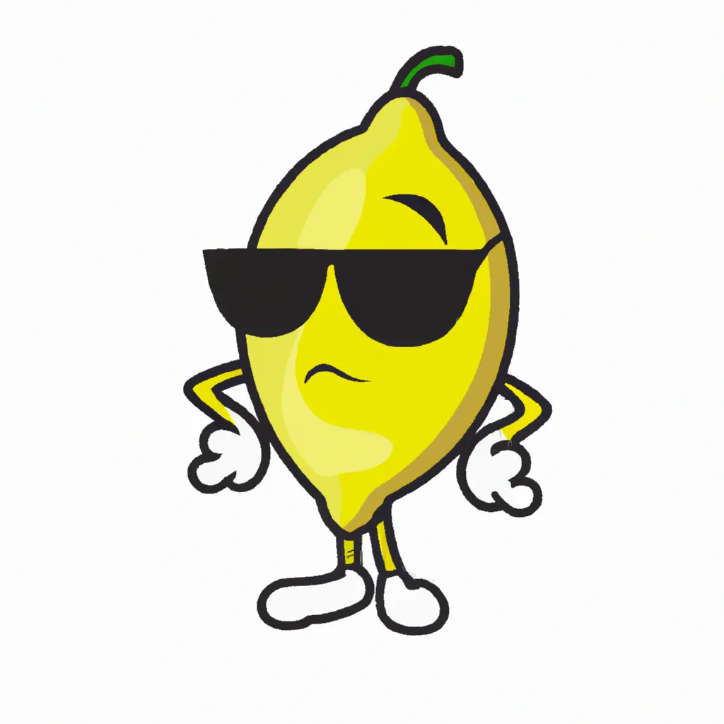 Prompt: a whole lemon as a cool character