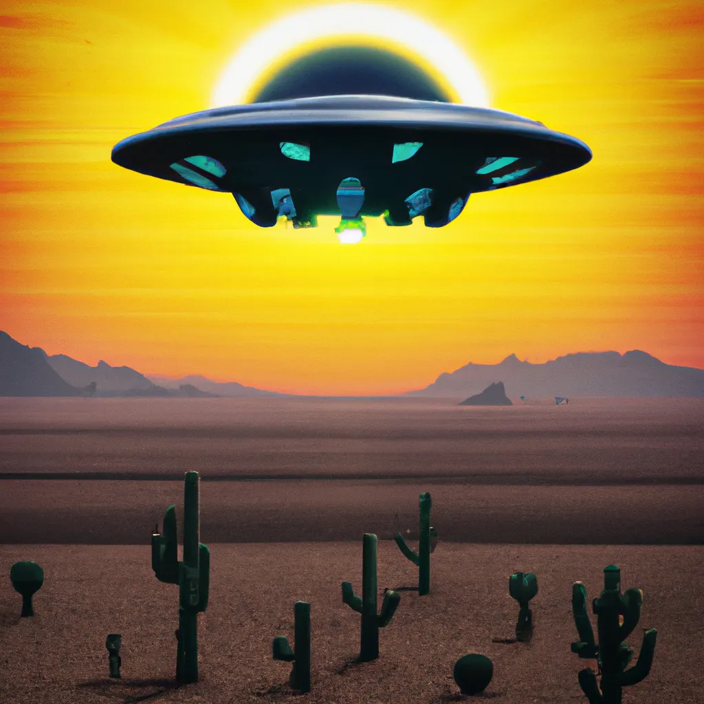 ufo cactus sun desert sunset acid trip illustration...