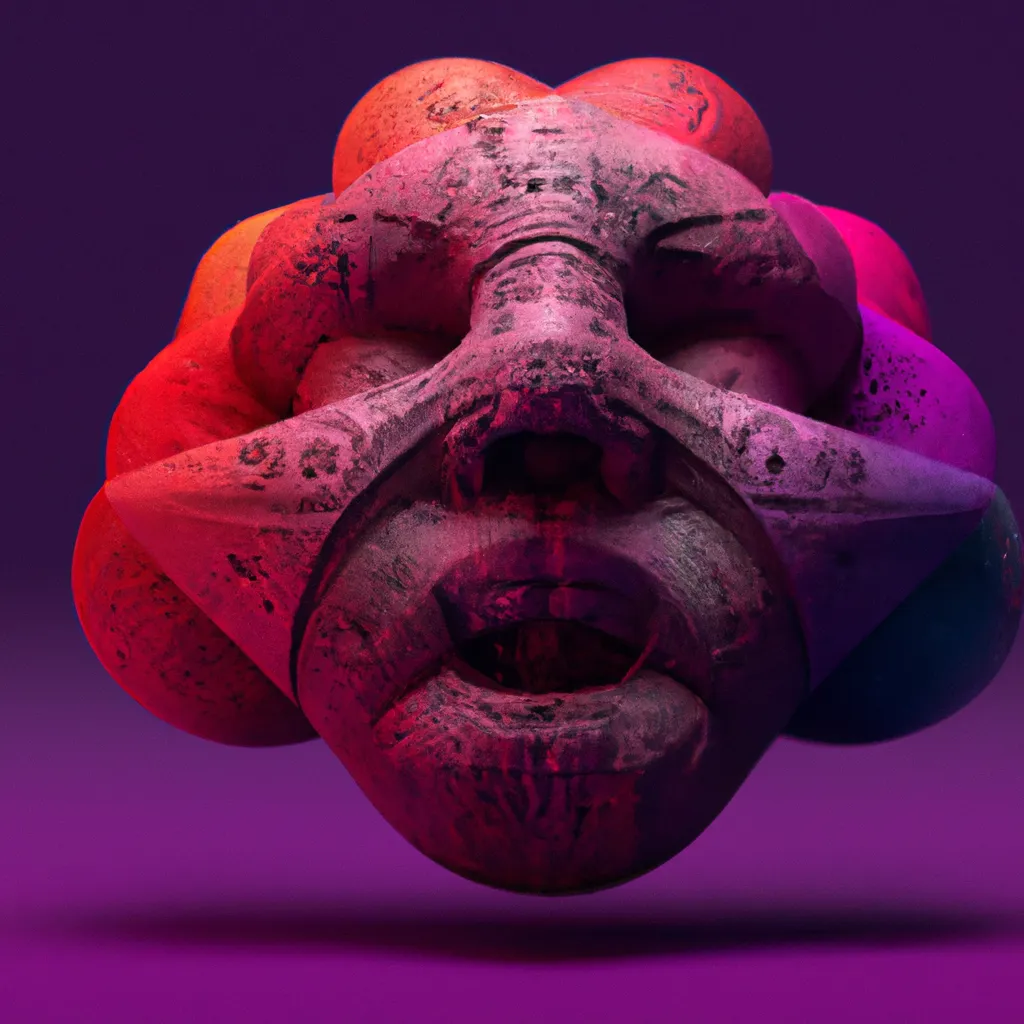 Prompt: Math shaped sculpture, professional photography, octane render, rough texture, digital art, red and purple, frontal view, profile picture