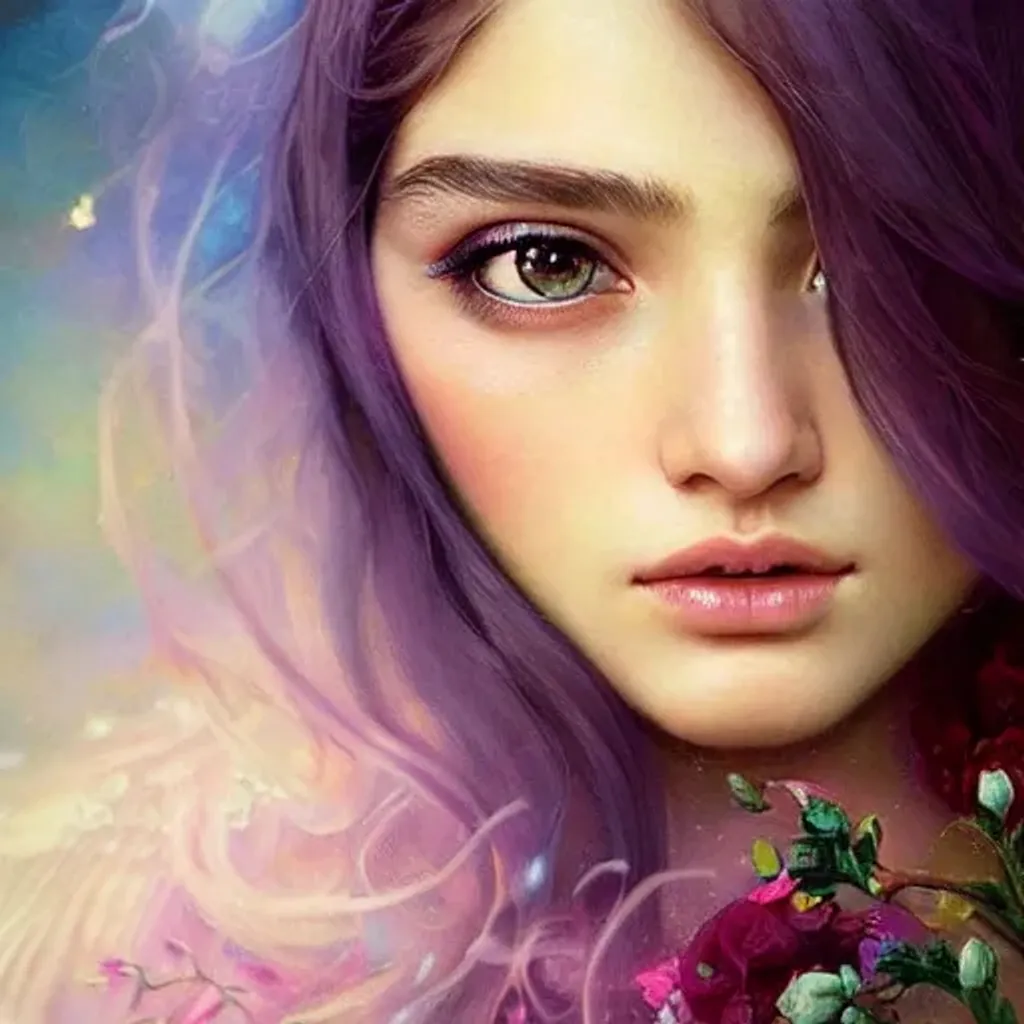 Prompt: Ethereal Magical elegant Teenager, detailed face by Anna Dittmann, intricate eyes by Gerhard Richter, Eye details by Lilia Alvarado, skin details by Artgerm, composition by Tom Bagshaw, background by Craig Mullins, background details by Greg Rutkowski, face details by Alphonse Mucha, global illumination by god, detailed and intricate prompt by CAT AI