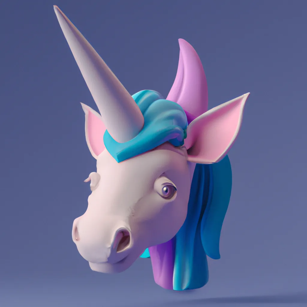 Prompt: cute 3D renders of unicorn head in a clay style, octane rendered, high resolution, trending on behance.net