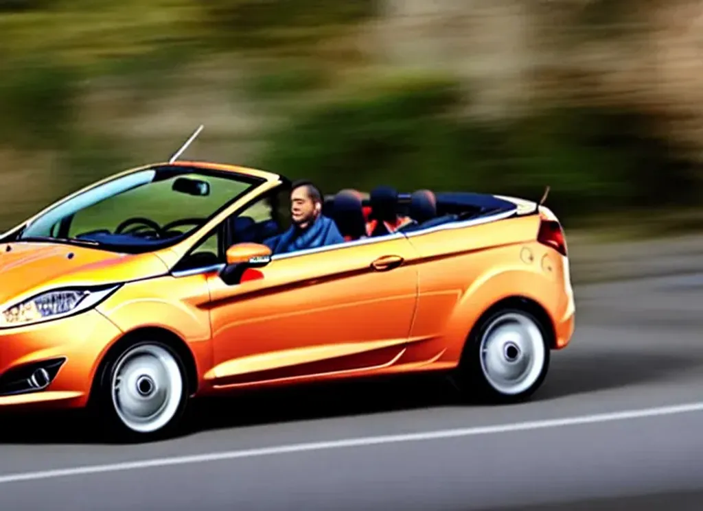 Prompt: An photograph of an Ford Fiesta convertible